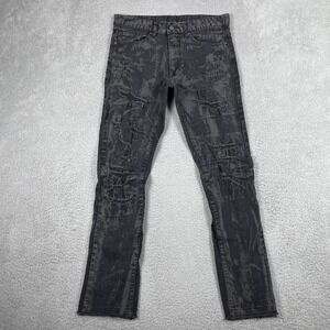 First‎ Row Distressed Jeans Mens 34x32 (Fits 33x31) Black Acid Wash Slim